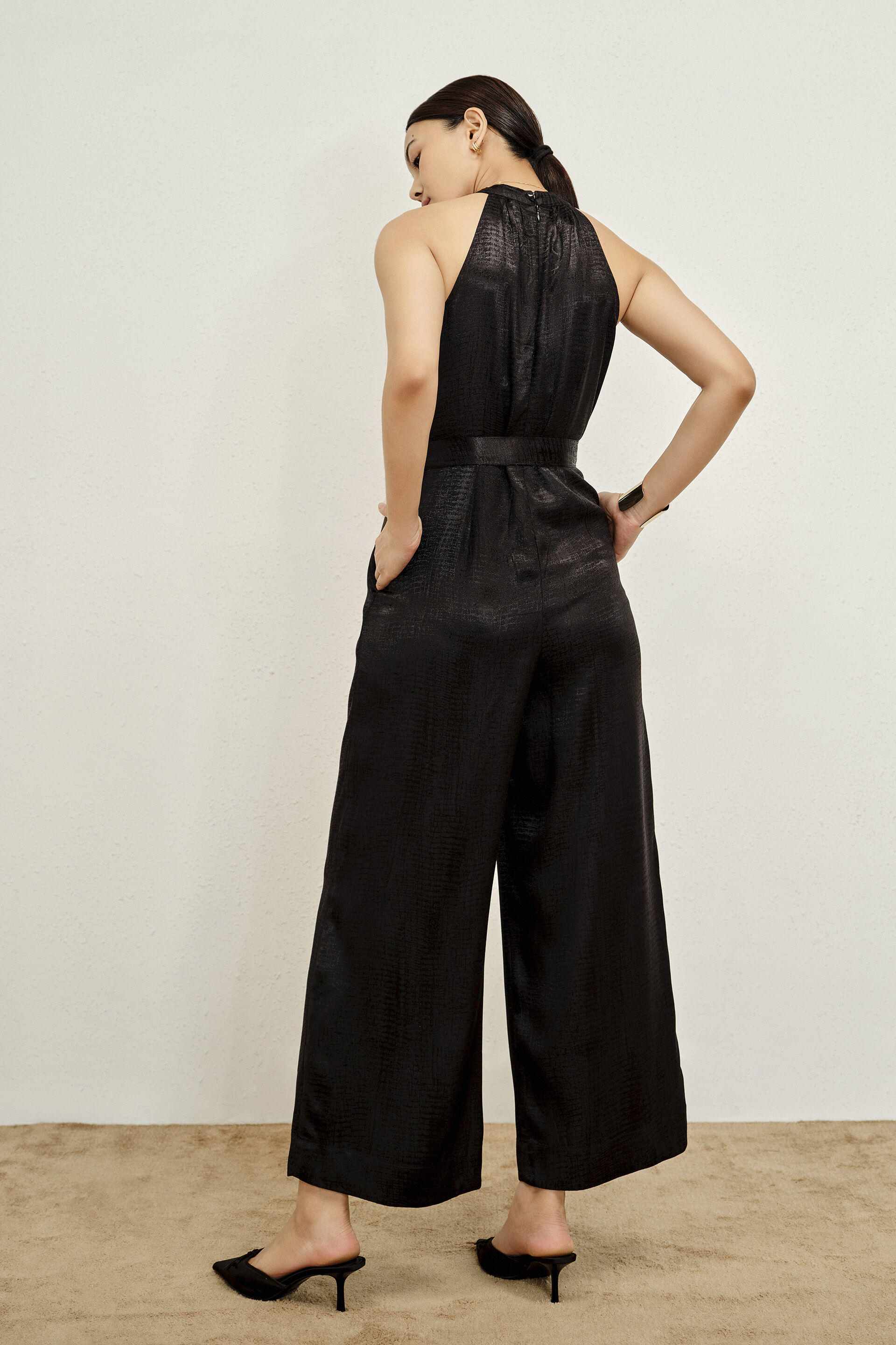 Black Jacquard Jumpsuit, Black, image 5